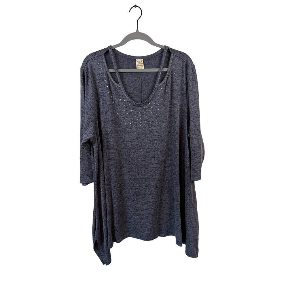 Faded Glory Grey V-neck Top Size 2X